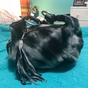 Tie dye suede purse